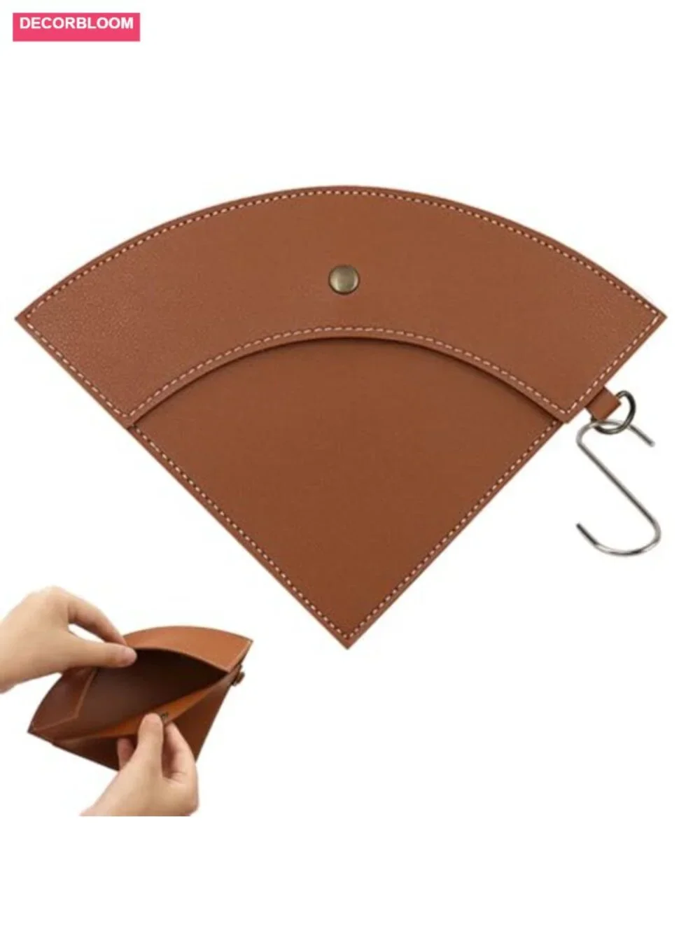 Portable Coffee Filter Holder Bag with Hook, PU Leather, Waterproof, for